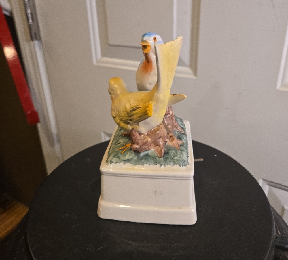 Porcelain Blue & Yellow Bird Figurine Music Box With The Sound Of Birds Singing - Picture 5 of 9